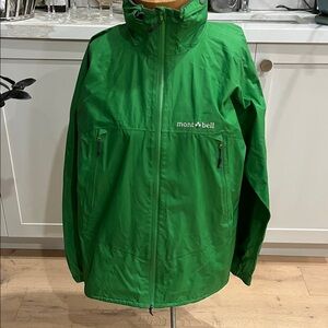 Montbell Green Rain Dancer Jacket with hidden hood